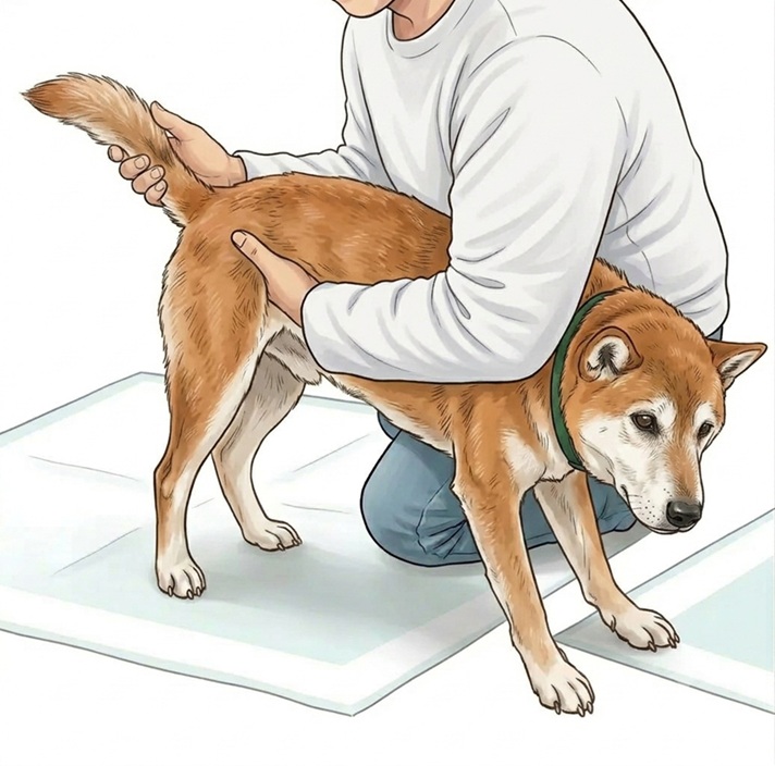排便、またはメス犬の排尿の介助