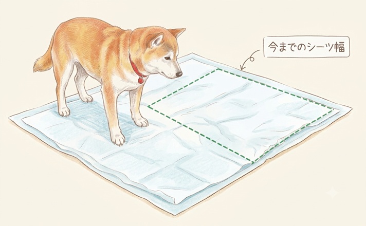 広くなったトイレと老犬のイラスト