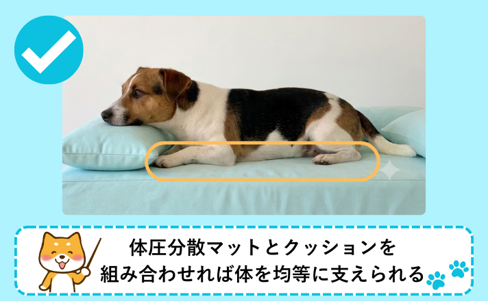 体圧分散マットとクッションを組み合わせれば体を均等に支えられる